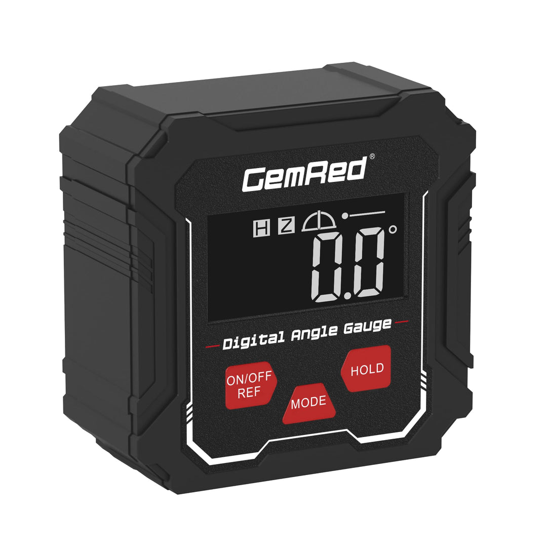 GemRed Digitaler Winkelmesser mit LCD-Display, Magnetfuss, 3 Bedientasten, Schwarz