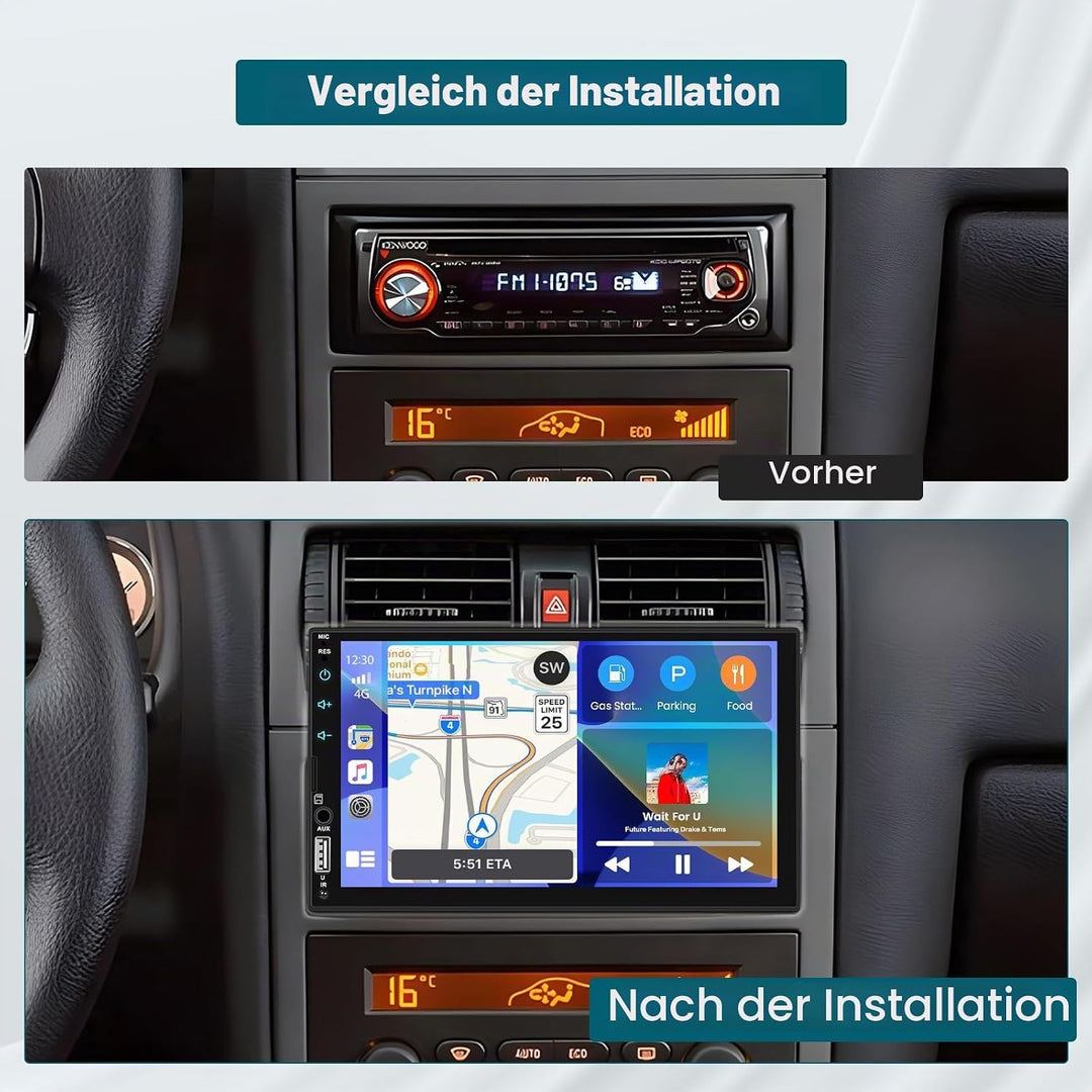 Hikity DAB Autoradio 2 DIN 7 Zoll IPS Touchscreen mit Video-Ausgangsfunktion, Radio 2 Din Bluetooth