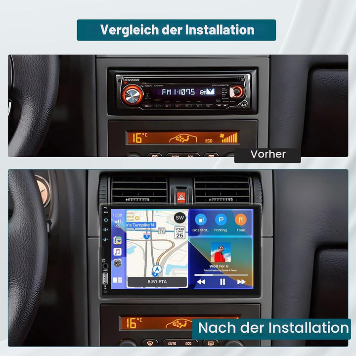 Hikity DAB Autoradio 2 DIN 7 Zoll IPS Touchscreen mit Video-Ausgangsfunktion, Radio 2 Din Bluetooth