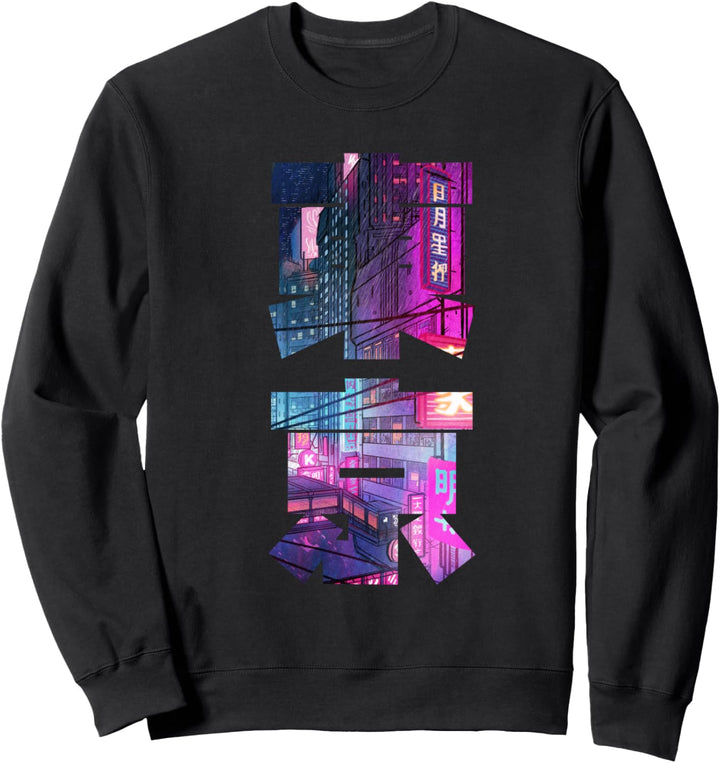 Cyberpunk City Tokio Kanji Japanische Geschenke Cyber Japan Sweatshirt