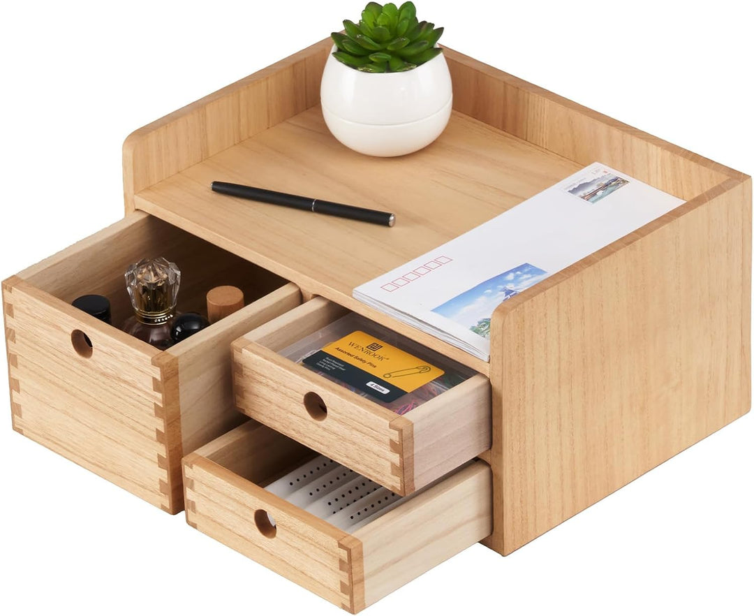 KIRIGEN Wood Desktop Organizer mit Schubladen Home Workspace Office Supplies Wooden Storage Box Shel
