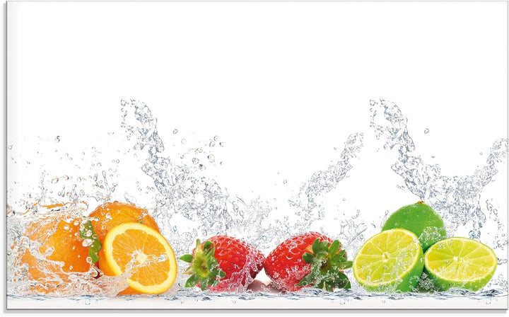 ARTland Spritzschutz Küche aus Alu für Herd Spüle 90x55 cm (BxH) Küchenrückwand mit Motiv Essen Obst