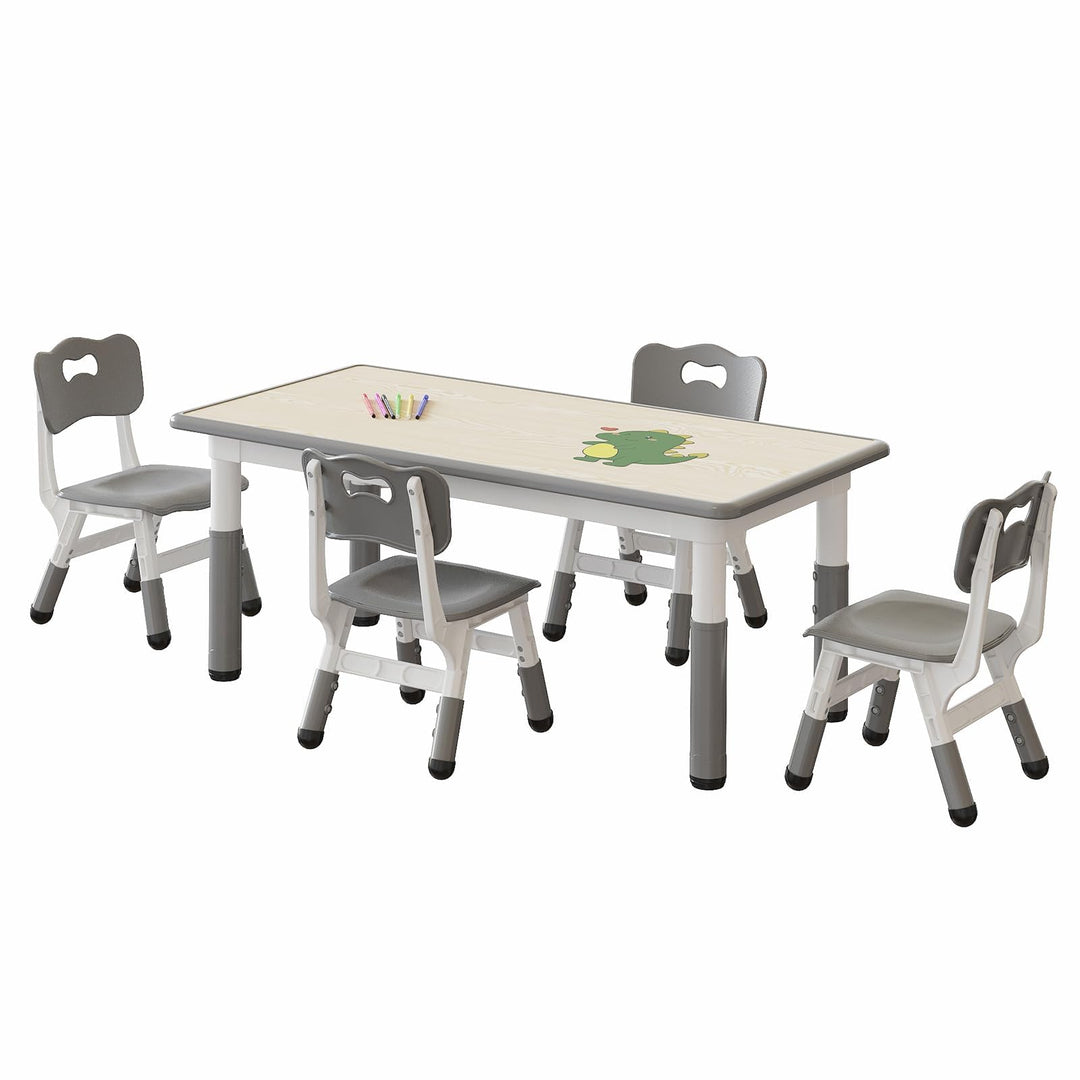 GarveeHome Kinder Tisch und Stühle Set, höhenverstellbarer Kindertisch mit abgerundeten Kanten, stab