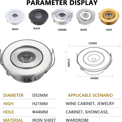 (10 Stück) Mini 3W LED Deckeneinbauleuchte Lampen LED Downlights für Wohnzimmer Schrank Schlafzimmer