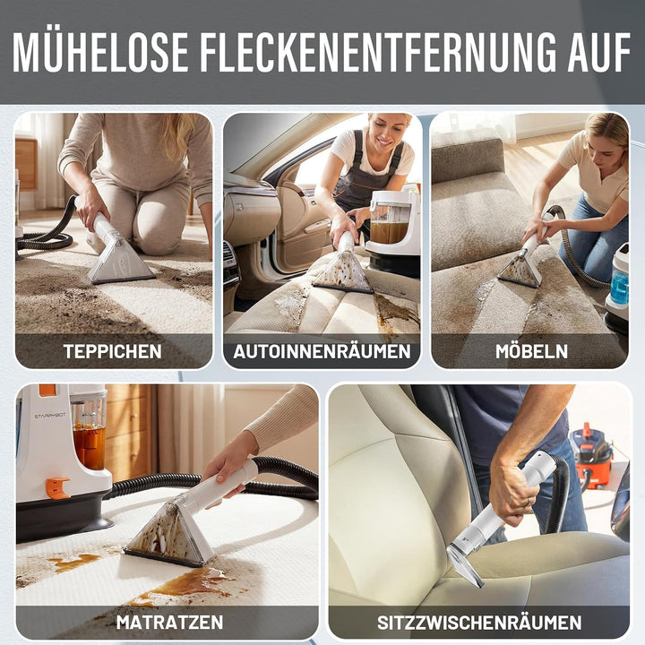 STARRYBOT Tragbare Teppich- & Polsterreinigungsmaschine für Haustiere (Weiss), White