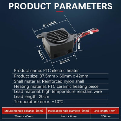 Uadme PTC Heizelement 12V, 100W PTC Auto Heizung, Elektrisch Isolierte Lufterhitzer mit Konstanter T