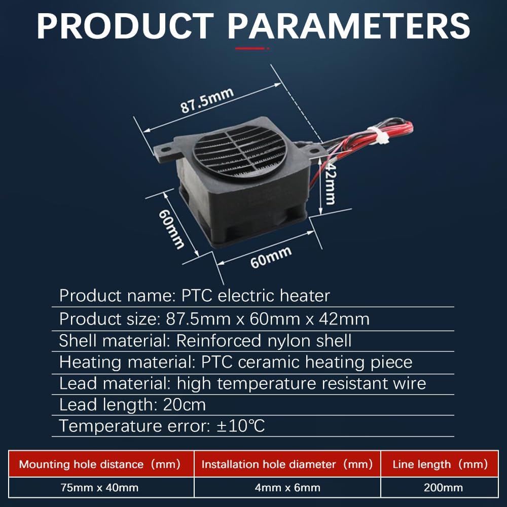 PTC Heizung 12V, Lufterhitzer Energiesparend PTC Heizelement 12V 150W mit Konstanter Temperatur Heiz