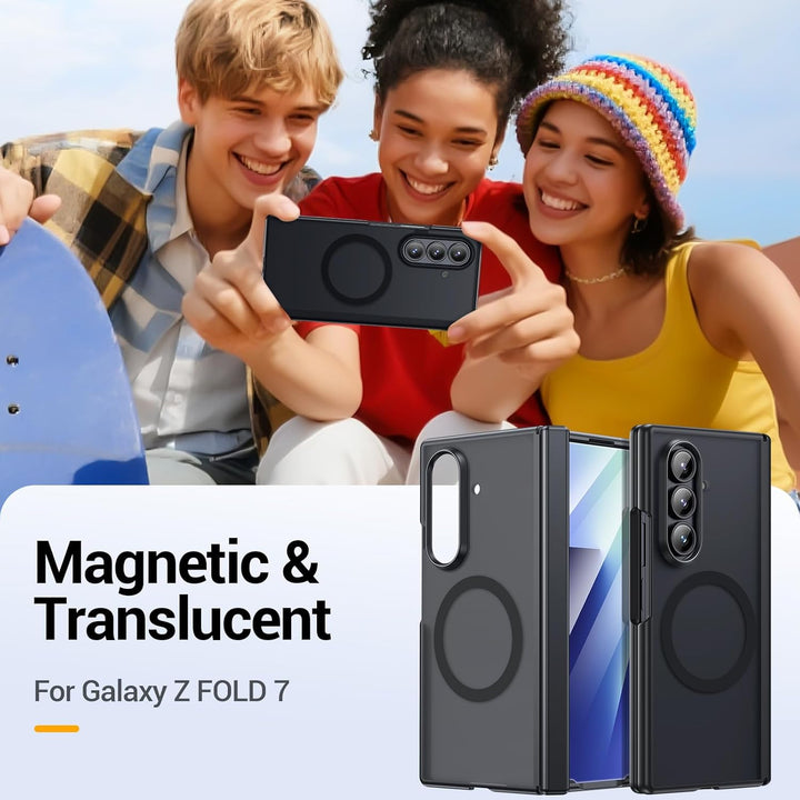 für Samsung Galaxy Z Fold 7 Transparente Hülle: Kompatibel mit MagSafe, TPU Stossfest Scharnierschut
