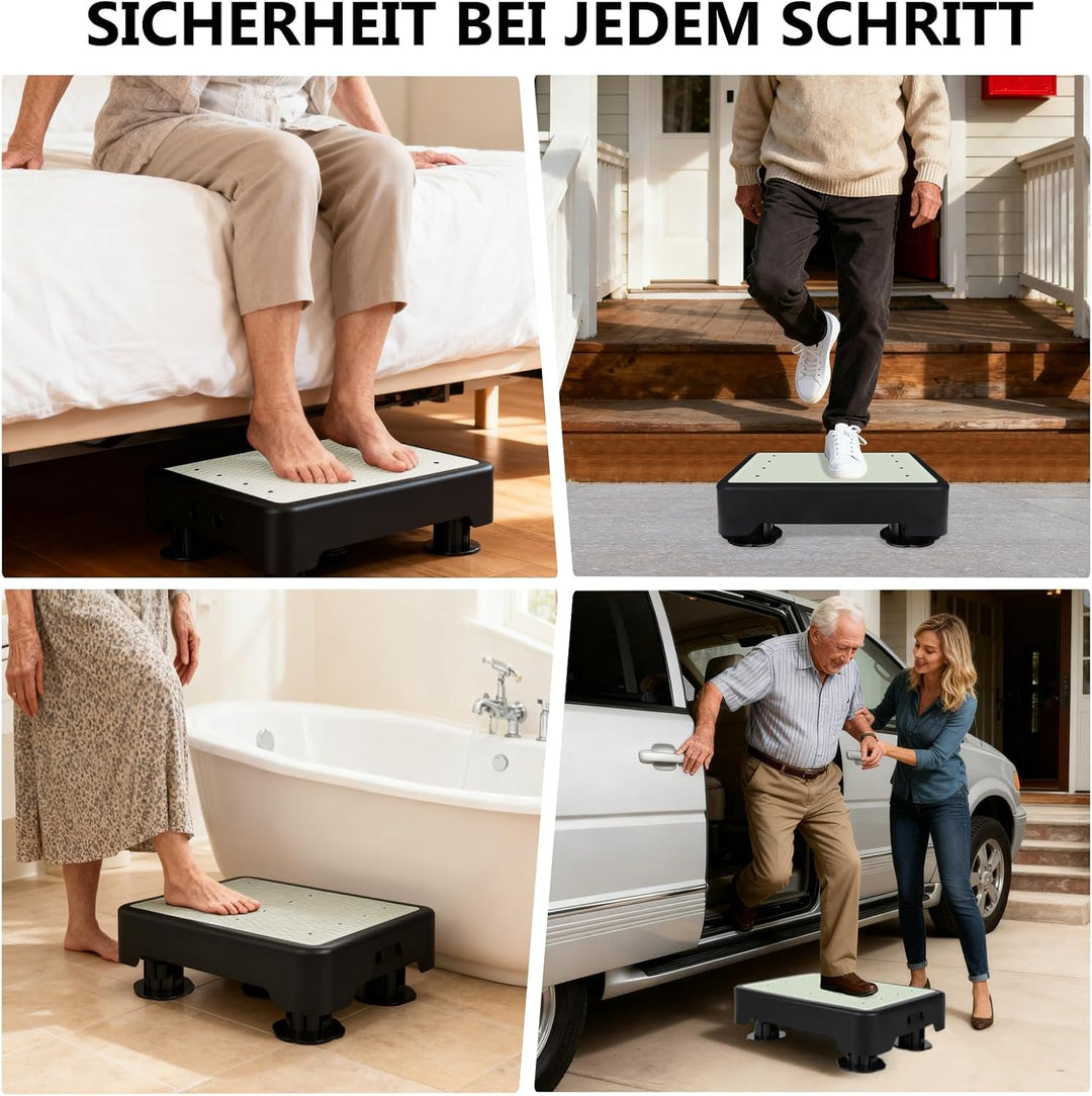 Rutschfest Halbstufe, Nachleuchtende Trittstufe, 3-stufig höhenverstellbarer, max.250 kg, Step Hocke