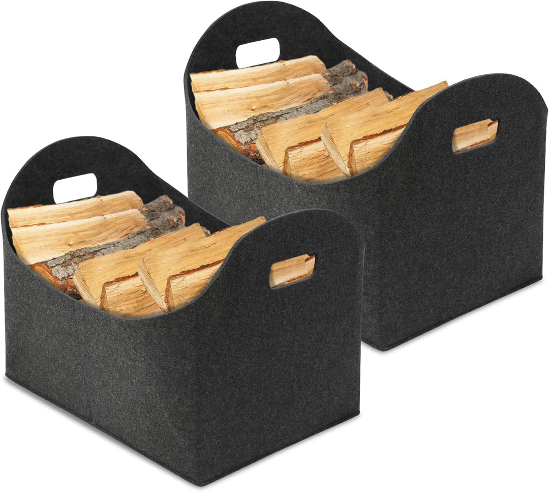 2er Set Holzkorb Filztaschen, Feuerholzkorb Filzkorb Kaminholz, Multifunktionale Allzweckkorb Kaminh