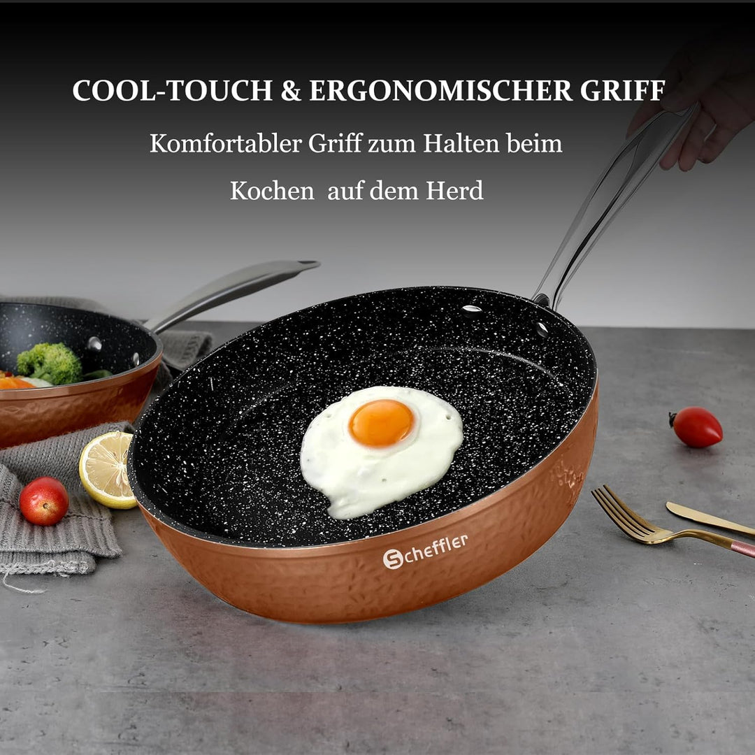 Topfset,Scheffler Topfset Induktion 15-teilig, Induktions Töpfe Set, Töpfe mit Glasdeckel, Kochtopf-