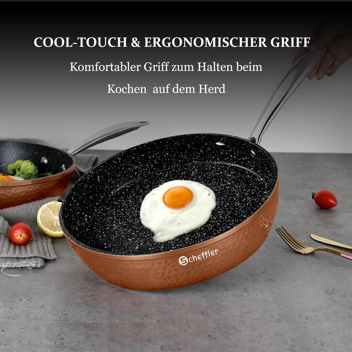 Topfset,Scheffler Topfset Induktion 15-teilig, Induktions Töpfe Set, Töpfe mit Glasdeckel, Kochtopf-