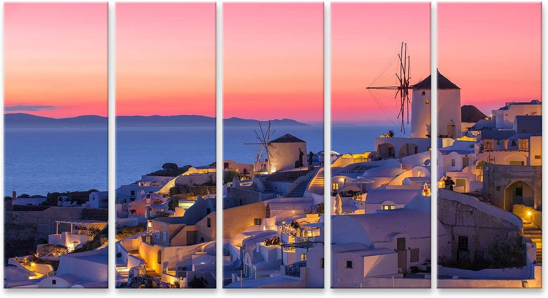 islandburner Bild auf Leinwand Schöner Sonnenuntergang Santorini Griechenland Bilder Wandbilder Post