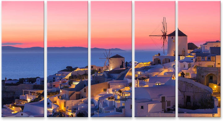 islandburner Bild auf Leinwand Schöner Sonnenuntergang Santorini Griechenland Bilder Wandbilder Post