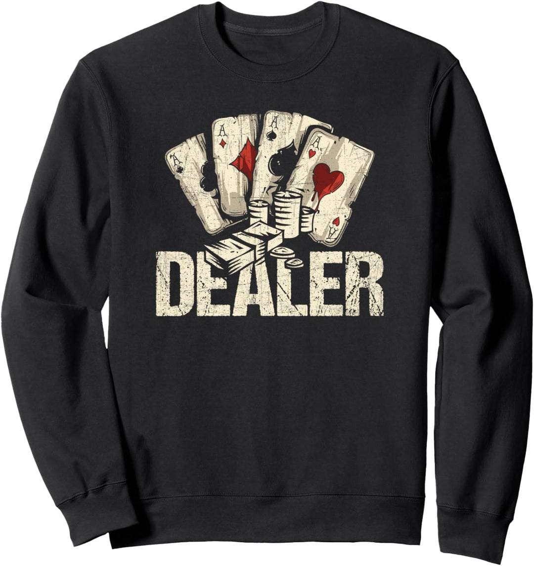 Casino Dealer Lustiges Pokerspieler-Kostümzubehör Sweatshirt