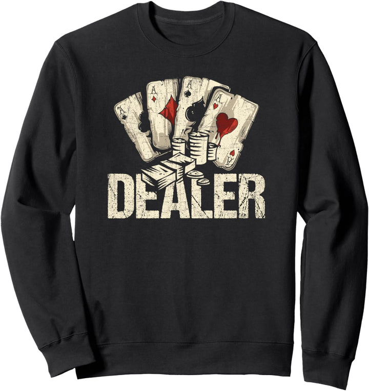 Casino Dealer Lustiges Pokerspieler-Kostümzubehör Sweatshirt