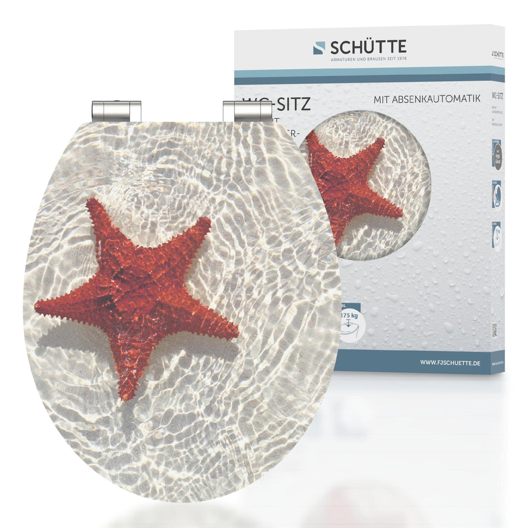 SCHÜTTE WC-Sitz STARFISH mit Absenkautomatik aus Holz, Design Toilettendeckel mit 175kg Belastbarkei