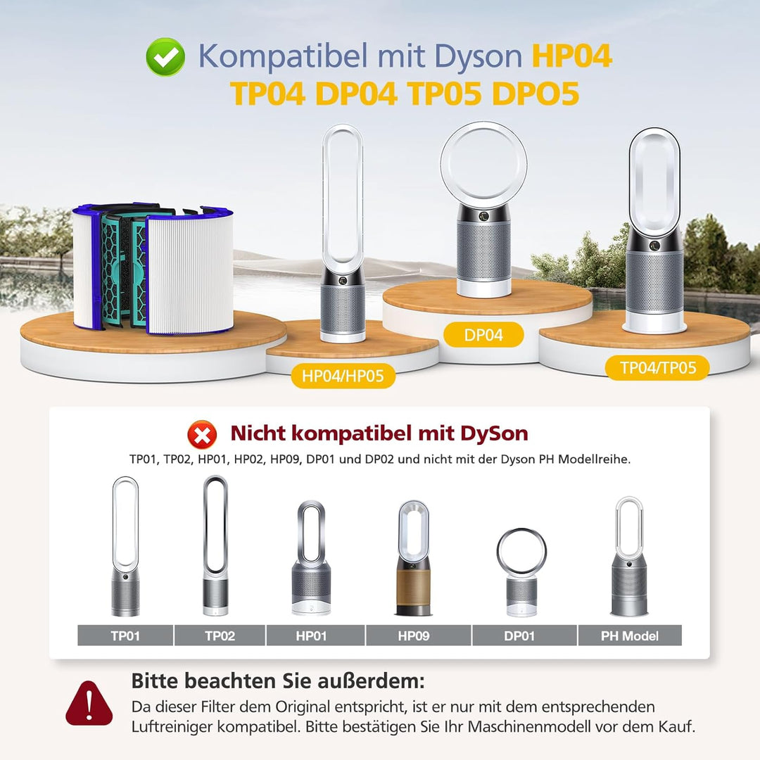 Ersatzfilter für Dyson Luftreiniger TP04 DP04 HP04 DP05 TP05, Filter und Aktivkohlefilter für Dyson