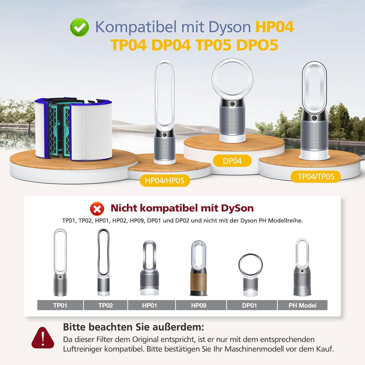 Ersatzfilter für Dyson Luftreiniger TP04 DP04 HP04 DP05 TP05, Filter und Aktivkohlefilter für Dyson