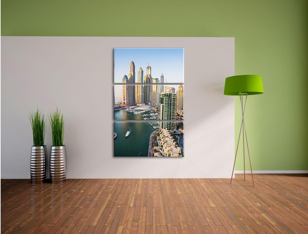 Pixxprint Dubai Metropole als Leinwandbild - Grösse: 3-Teilig (120x80cm) - Wandbild - Kunstdruck - f