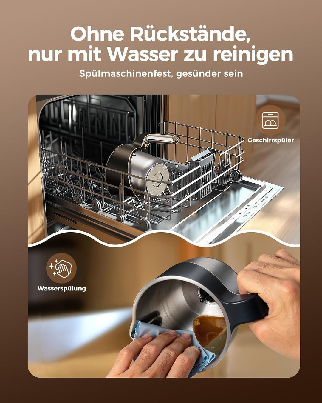 Milchaufschäumer Elektrisch 8-in-1, 400ml Automatischer Milchschäumer für Heisse & Kalte Schäume, Sp