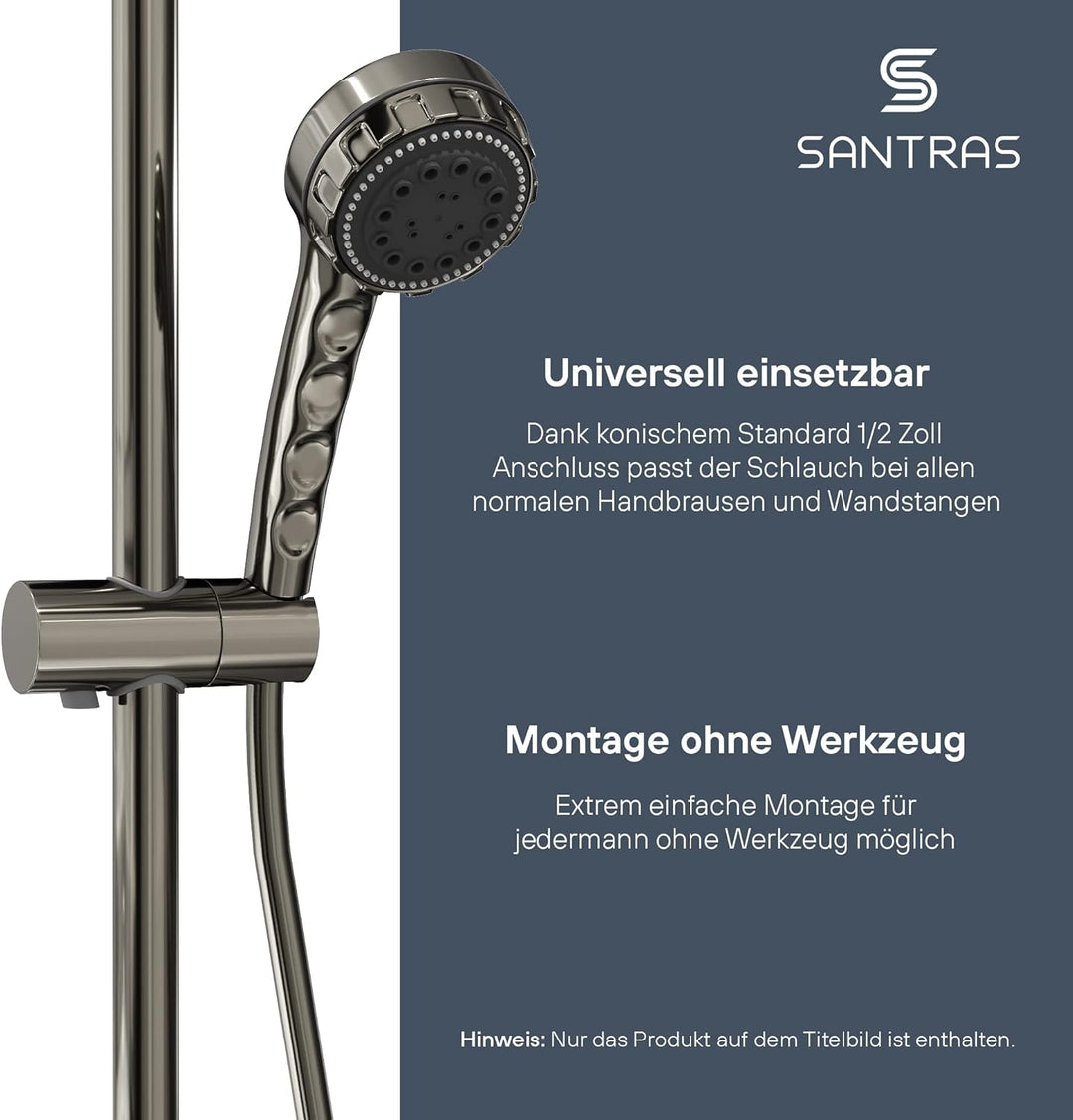 SANTRAS® Duschschlauch 1,25m aus Kunststoff in Aranja - Brauseschlauch verdrehsicher - 1/2 Zoll Stan
