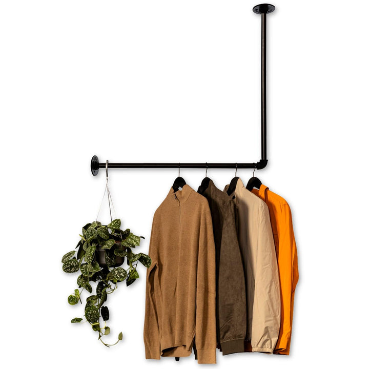 RSR-Hangers® Kleiderstange Garderobe Industrie Design für Ecke Wand Decke L-Form | Breite 100 cm x H
