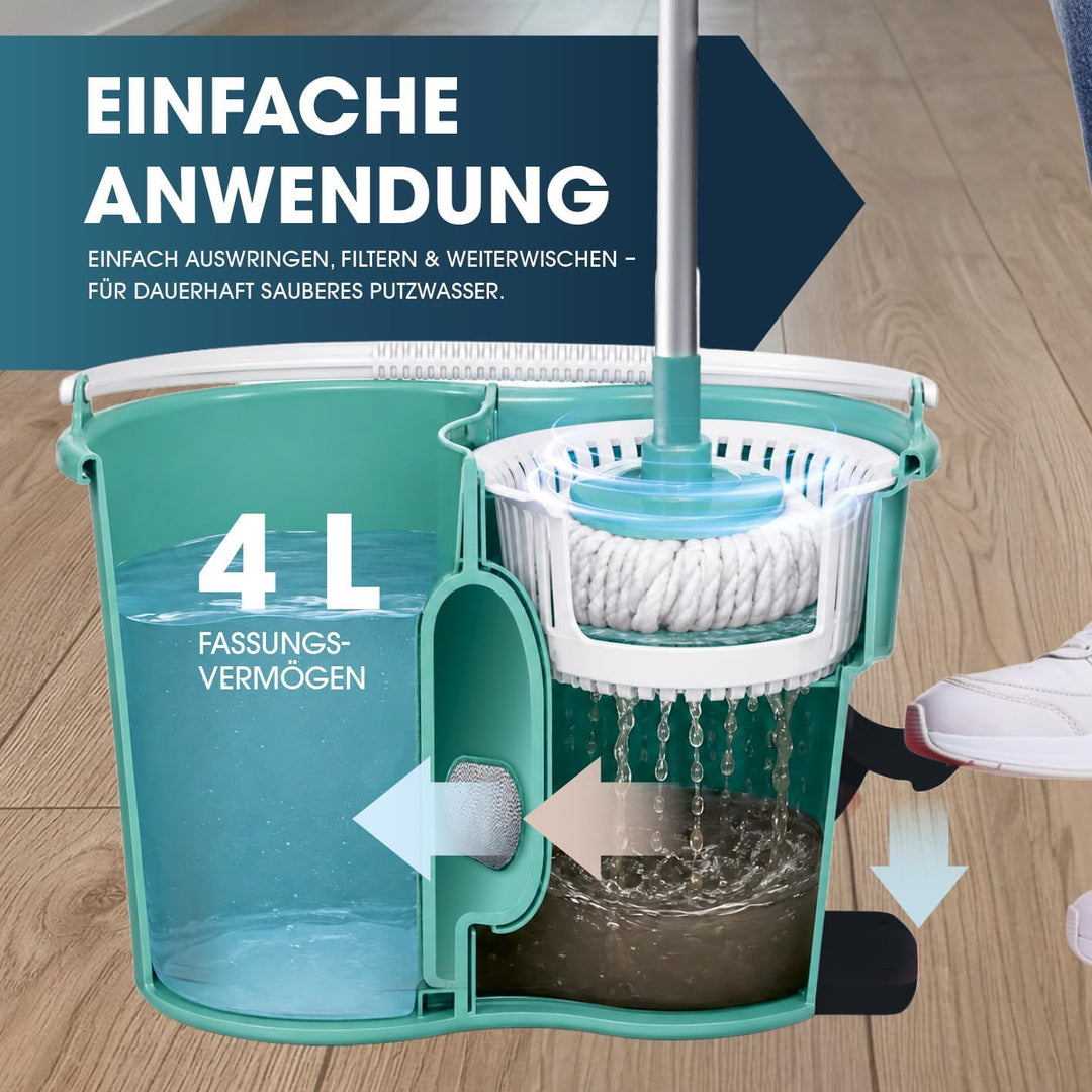 CLEANmaxx Power-Wischmopp mit Zwei-Kammer-Filtersystem | Designed in Deutschland - Schmutzwasser wir