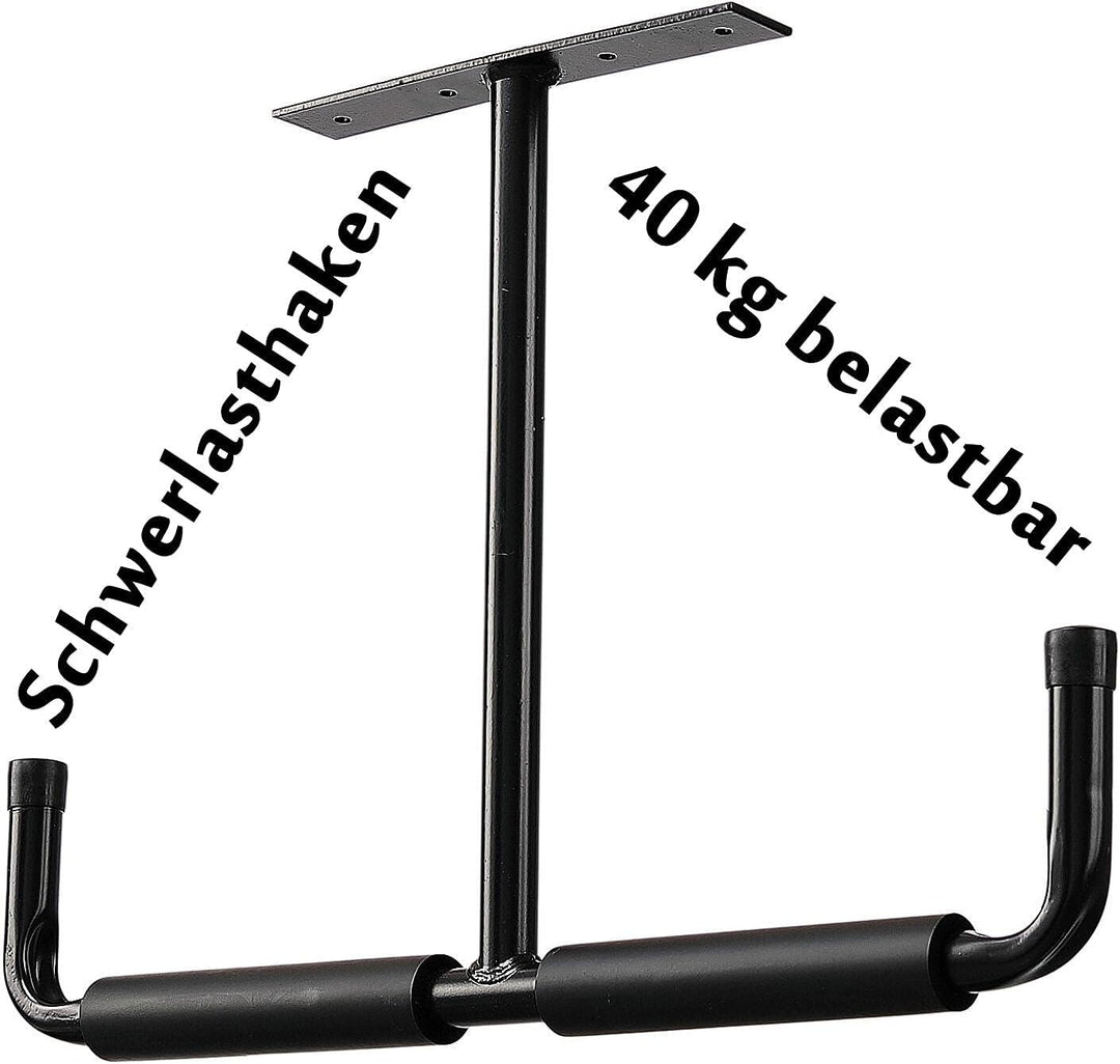 Garage Schwerlasthaken Gummiert Deckenmontag, 2er Set Autoreifen Deckenhaken Schwarz Stahl Doppelt S