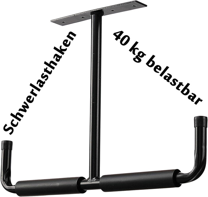 Garage Schwerlasthaken Gummiert Deckenmontag, 2er Set Autoreifen Deckenhaken Schwarz Stahl Doppelt S