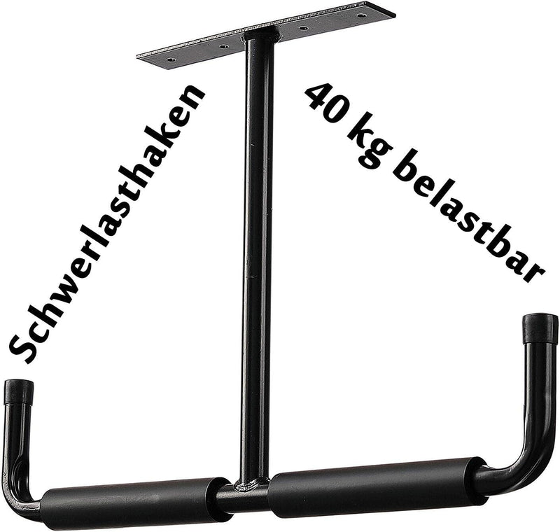 Garage Schwerlasthaken Gummiert Deckenmontag, 2er Set Autoreifen Deckenhaken Schwarz Stahl Doppelt S