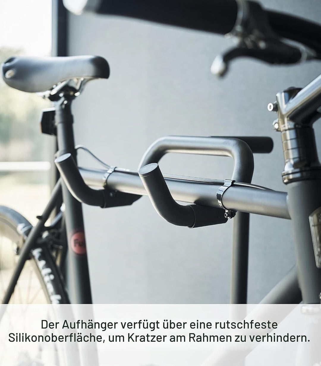 Yamazaki 1966 TOWER Fahrradständer, schwarz, Stahl/Polypropylen/Silikon, minimalistisch, 38 x 33 x 9