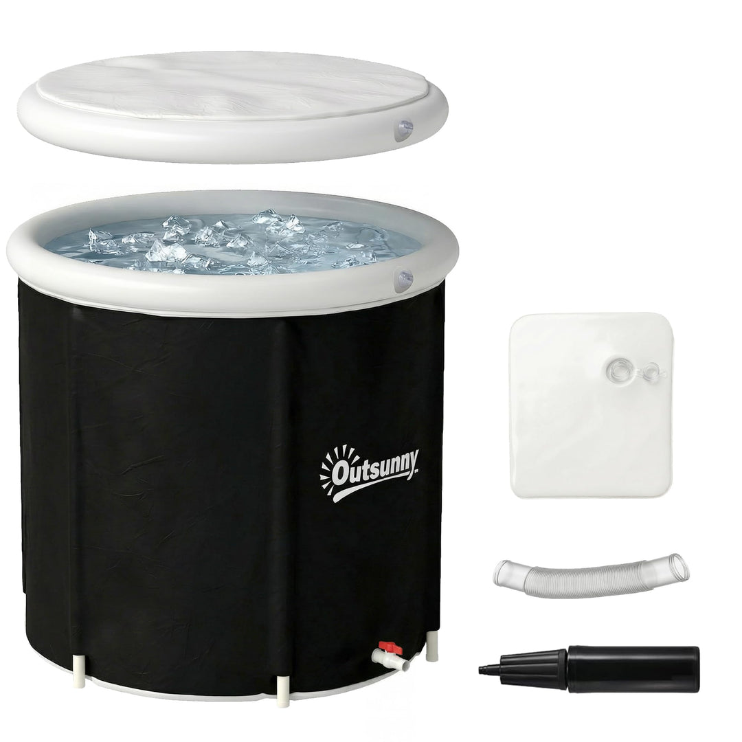 Outsunny Eisbad Ø78 cm Faltbare Eisbadewanne aufblasbare Eistonne 280L mit 3 Isolierschichten Abdeck