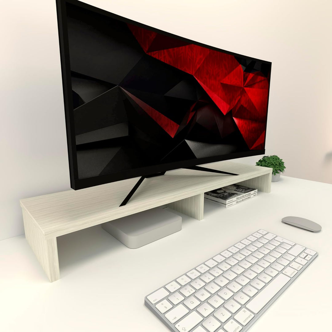 Henor Monitorständer TV-Bildschirmerhöhung in FSC® Holz 100 x 26.5 x 12 cm. Unterstützt 90 kg Eiche