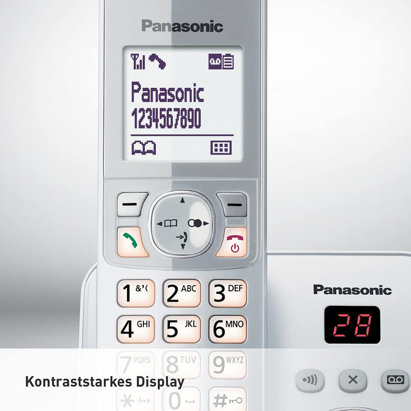 Panasonic KX-TG6863GS Schnurlostelefon mit 3 Mobilteilen und Anrufbeantworter (Bis zu 1.000 Telefonn