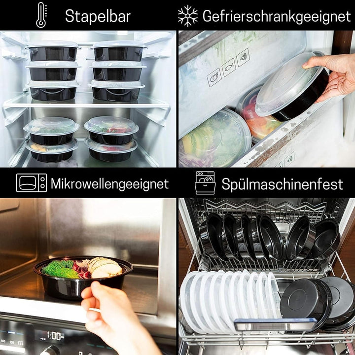 Igluu Runde Meal Prep Boxen mit Deckel (20er-Pack) – wiederverwendbar, mikrowellen-, gefrier-, spülm