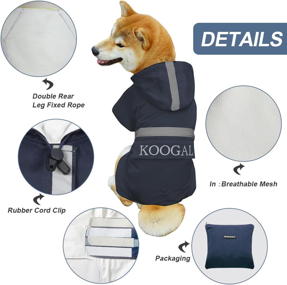 Grosse Hunde Regenjacken Mit Kapuze,Hunde Regenmantel,Mit Reflektierenden Sicherheitsstreifen, Wasse