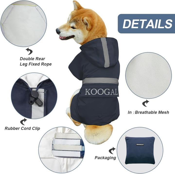 Grosse Hunde Regenjacken Mit Kapuze,Hunde Regenmantel,Mit Reflektierenden Sicherheitsstreifen, Wasse