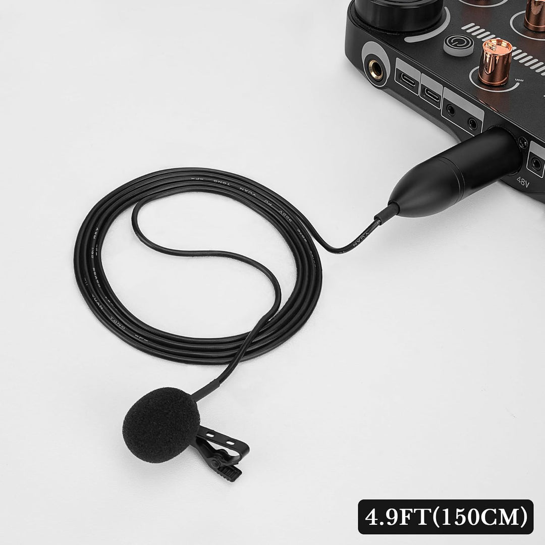 GEEKRIA 48V XLR Lavalier Mikrofon, Omnidirektionales Mikrofon, HD-Rauschunterdrückung, kompatibel mi