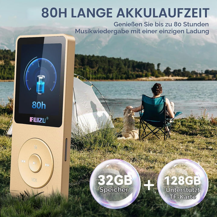 64GB MP3 Player with Bluetooth 5.3, 1.8" Screen Portable Music Player, FM Radio, Voice Recording, EB