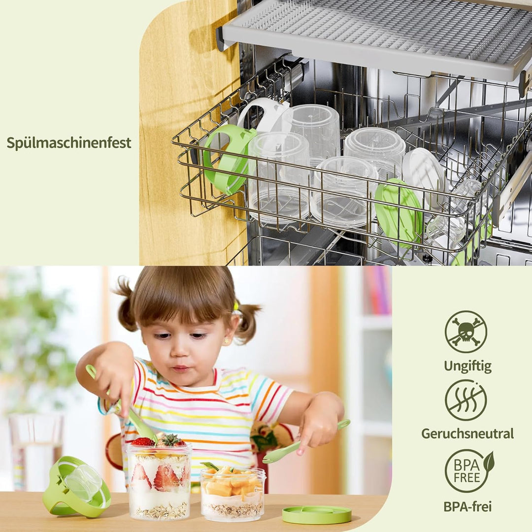 Luxear Müslibecher to Go, Grösser Joghurtbecher to go, Doppelschicht Müslibecher mit Löffel für Früh