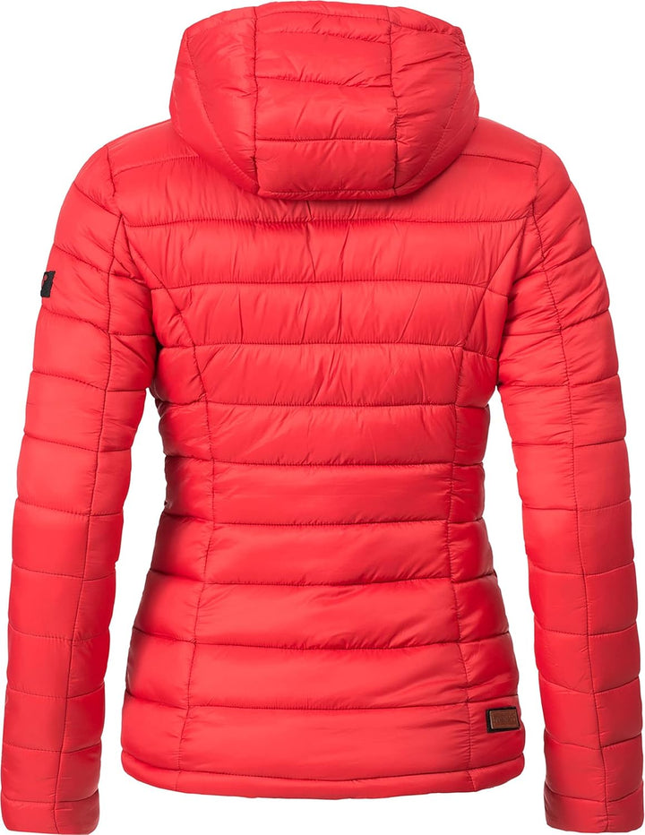MARIKOO Damen Übergangsjacke leichte Steppjacke kurz mit Kapuze Lucy XS-3XL XS Rot, XS Rot
