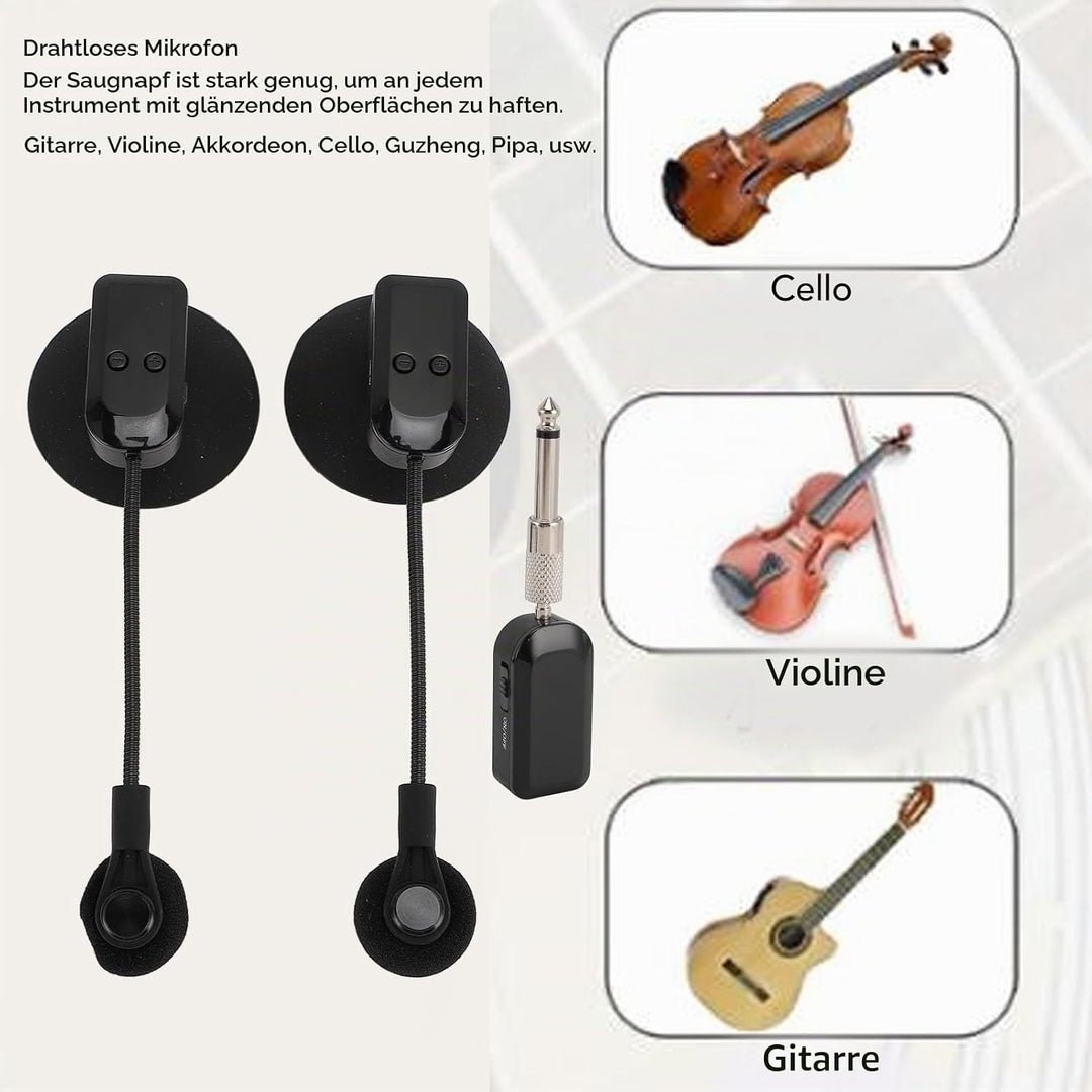 Kabelloses Flötenmikrofon, 360° Drehbarer Tonabnehmer für Saxophon, Gitarre, Violinaufführungen, Akk