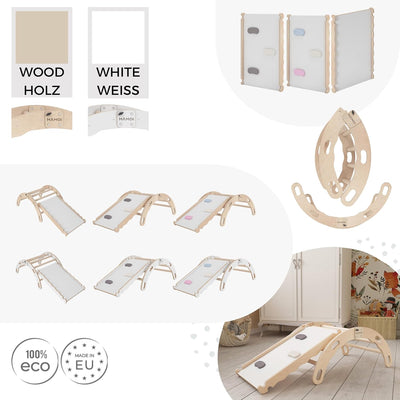 MAMOI® Kletterbogen mit rutsche, Kletterdreieck, Baby Klettern, Klettergerüst aus Holz, Holzbogen fü