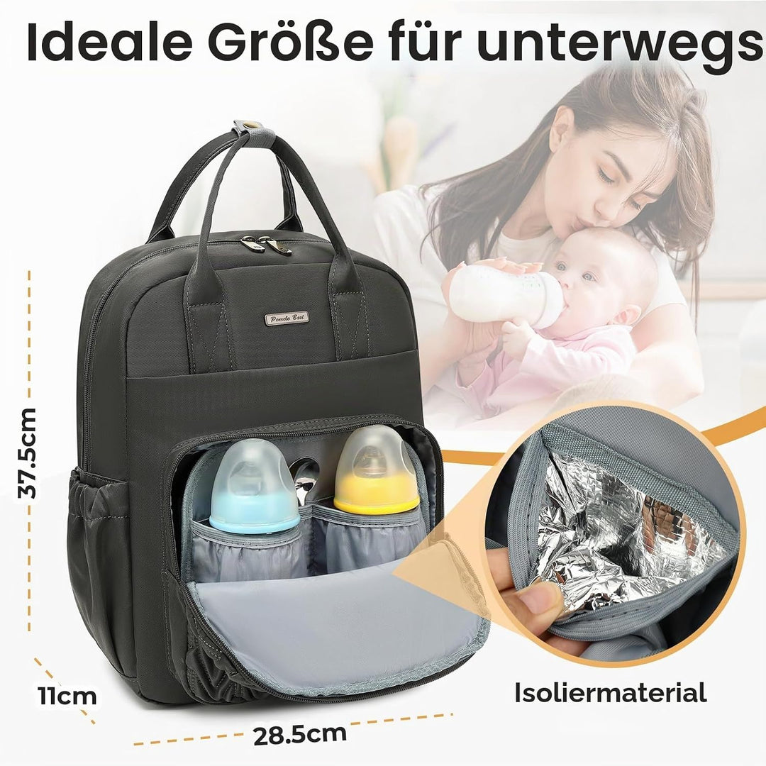 Pomelo Best Wickelrucksack Mittelgross Stylischer Wickeltasche Rucksack Baby Tasche mit Wickelunterl