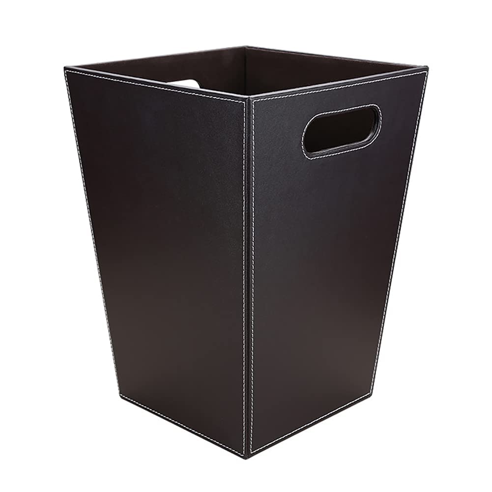 KINGFOM™ Klassisch Leder Papierkorb für Büro/Badezimmer/küche/Schlafzimmer (Platz-Braun), Platz-Brau