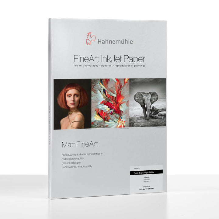 Hahnemühle 10641621 Digital FineArt Photo Rag Papier, 310 g/m², DIN A3+, 329 x 483 mm, hellweiss, 32