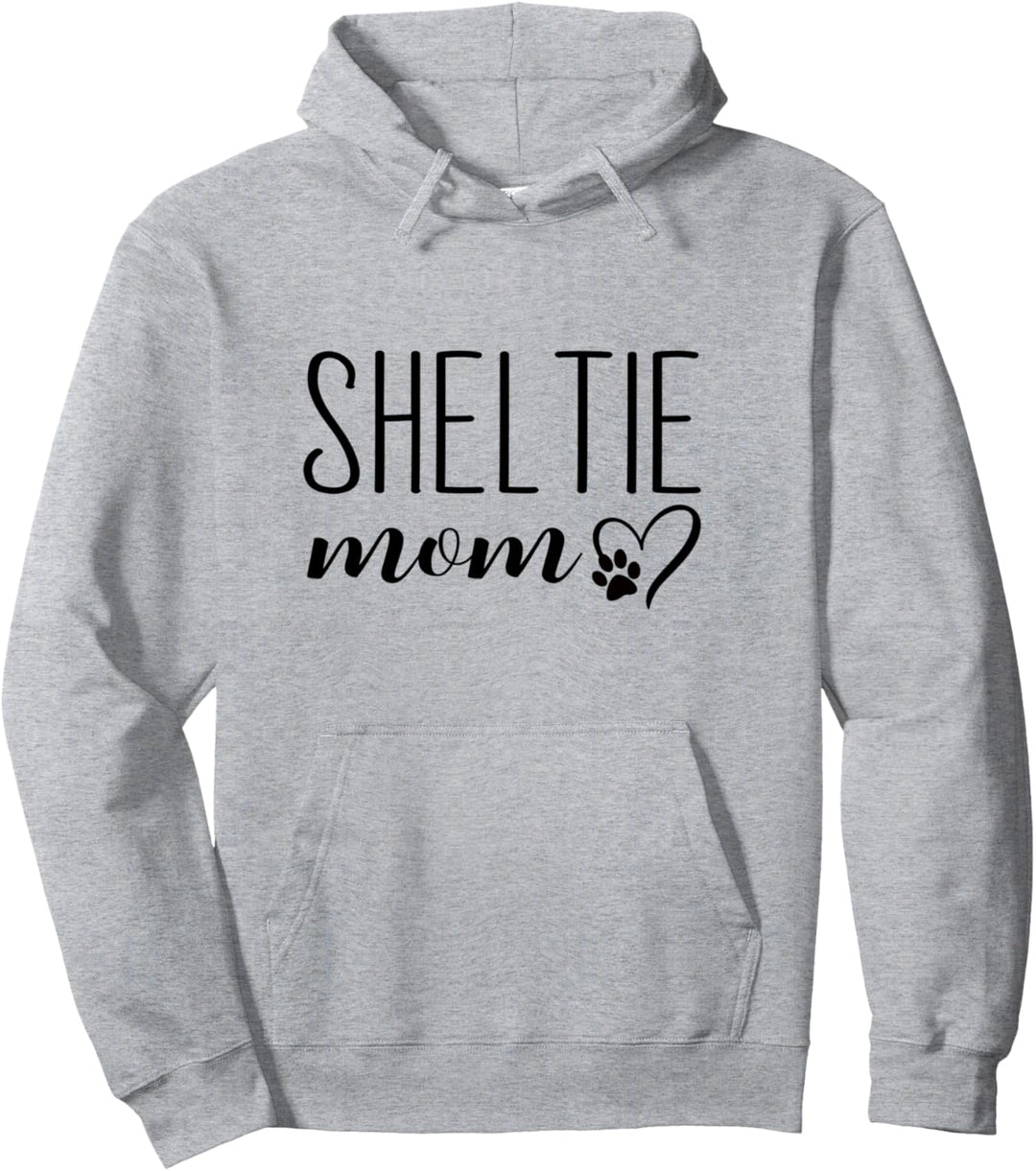 Dog Paw Print Heart Sheltie Mom Pullover Hoodie