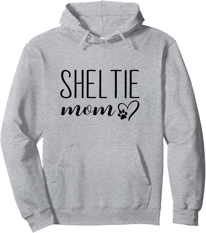 Dog Paw Print Heart Sheltie Mom Pullover Hoodie