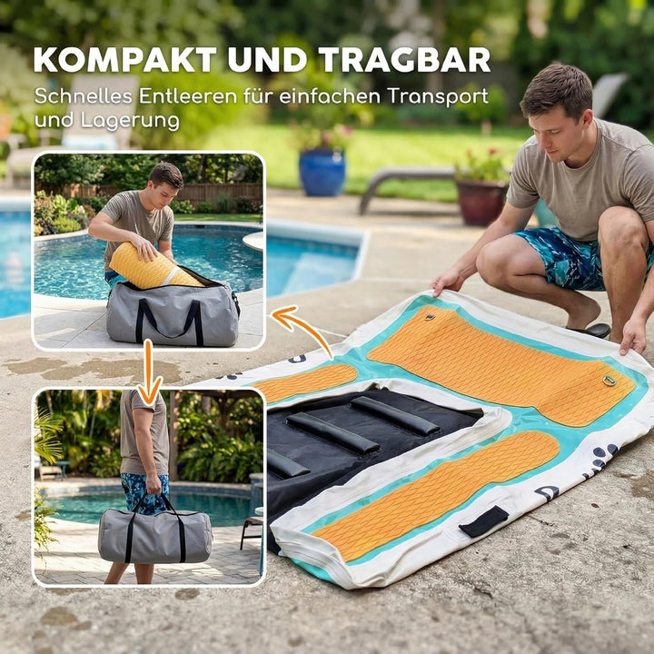 PawHut Aufblasbare Hunde Wasserrampe Hunderampe Pool 151x102 cm Tragbares Hundeboot mit Rutschfester